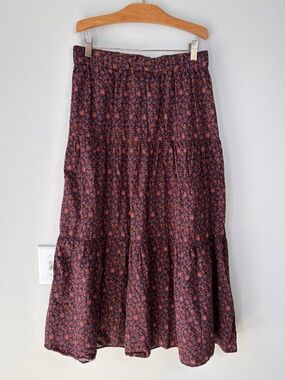 Madewell Floral Tiered Midi Skirt